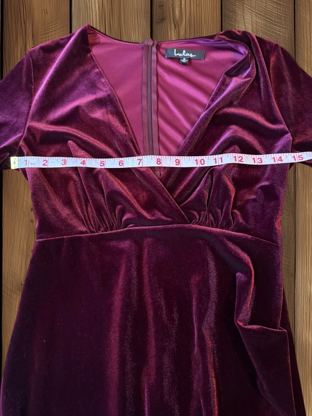 Lulus Anything For You Burgundy Velvet Bodycon V-Neck Mini Dress Size Small NWT - Picture 4 of 11